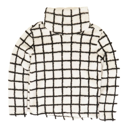 White Check Mockneck Sweater