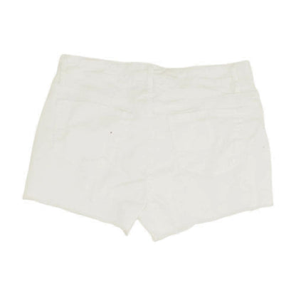 White Solid Denim Shorts