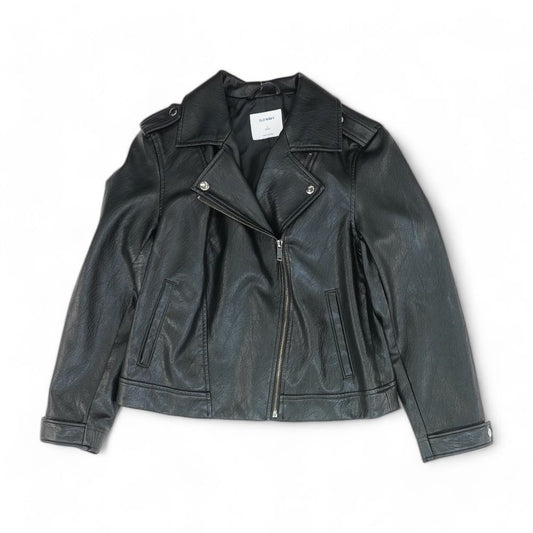 Black Solid Leather Jacket