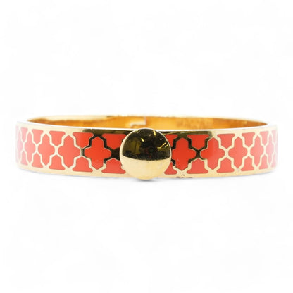 Agama Orange And Gold Tone Hinged Bangle Bracelet