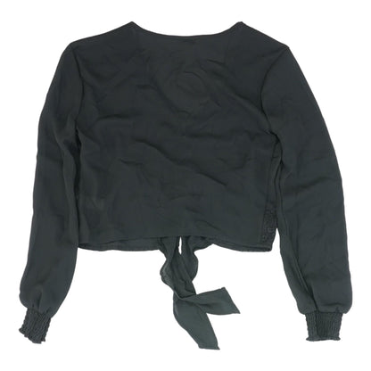 Black Solid Long Sleeve Blouse