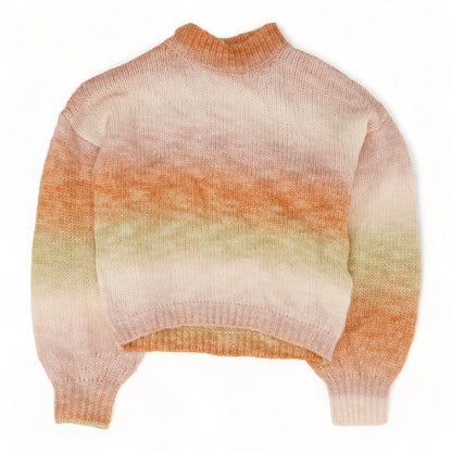 Pink Color Block Mockneck Sweater