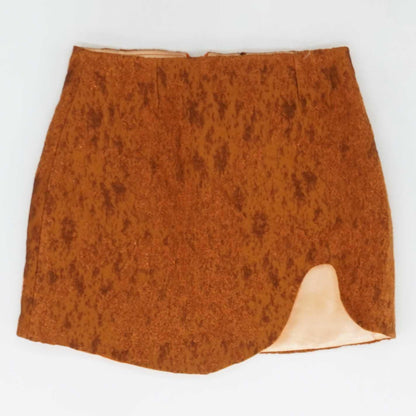 Orange Solid Mini Skirt