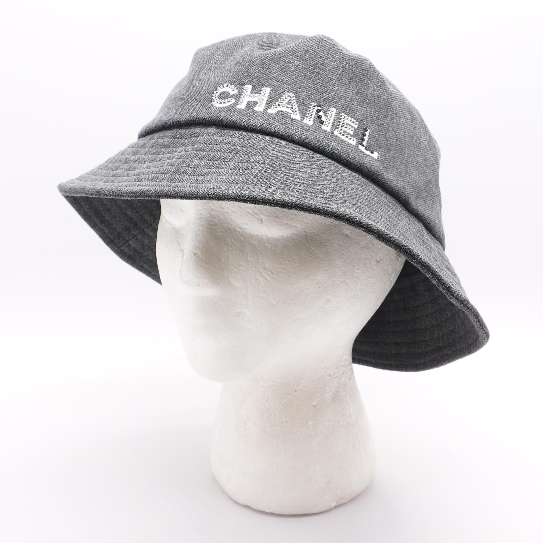 Crystal Sequin CC Logo Denim Cloche Bucket Hat – Unclaimed Baggage