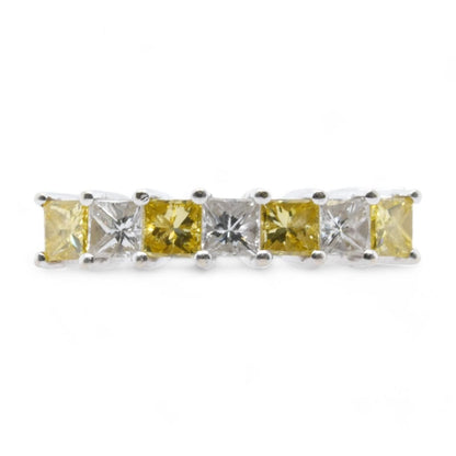 18K White Gold White And Yellow Diamond Band