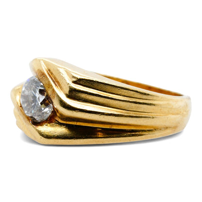 14K Gold Band with Tension Set Diamond