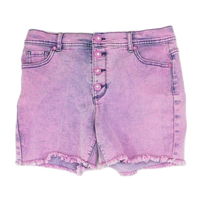 Pink Solid Denim Shorts