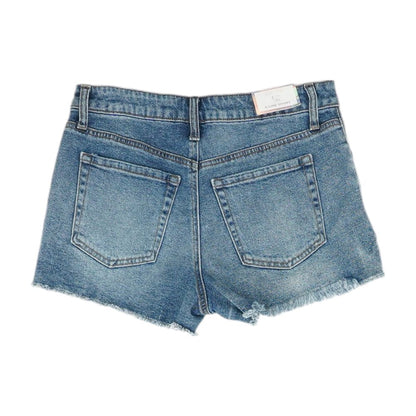 Blue Solid Denim Shorts