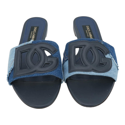 Blue Patchwork Denim Slides with DG Logo