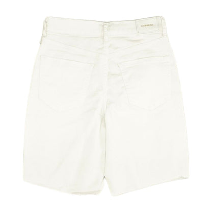 White Solid Denim Shorts