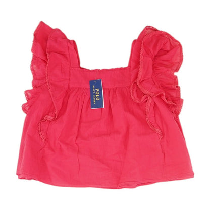 Pink Solid Short Sleeve Blouse