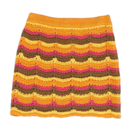 Orange Striped Mini Skirt