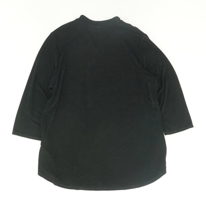 Black Solid 3/4 Sleeve Blouse