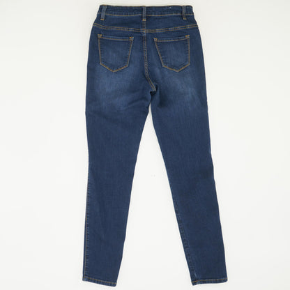 Blue Solid High Rise Slim Leg Jeans