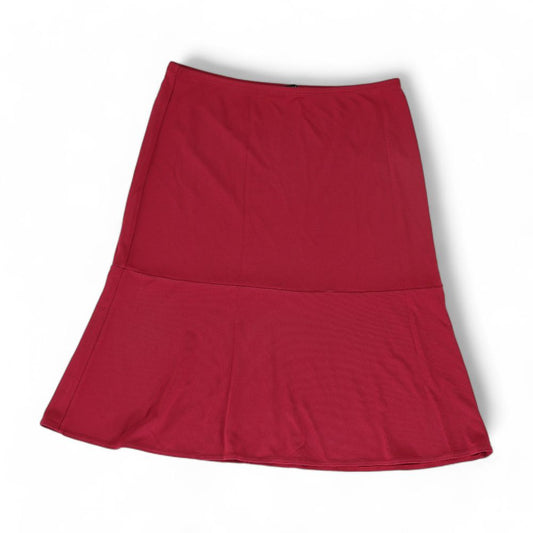 Red Solid Midi Skirt