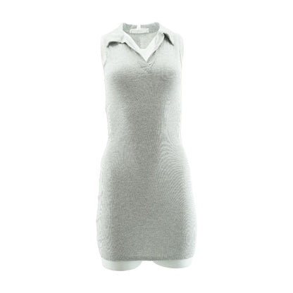 Gray Solid Midi Dress