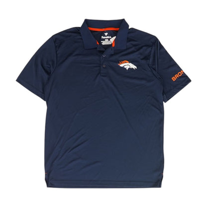 Navy Denver Broncos Solid Short Sleeve Polo