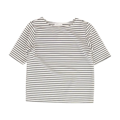 White Striped Short Sleeve Blouse