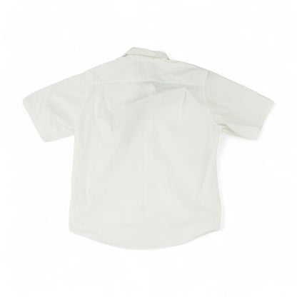 White Solid Short Sleeve Button Down