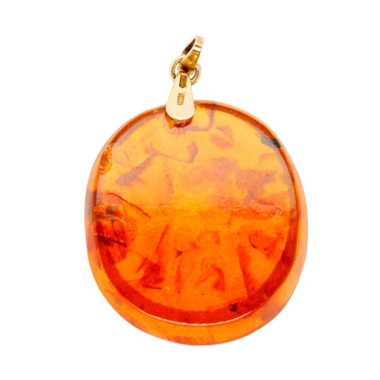 21K Gold Bail With Red/Orange Stone Pendant