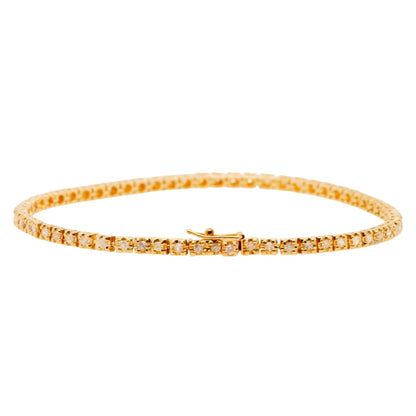 14K Gold Round Diamond Tennis Bracelet