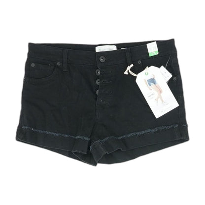 Black Solid Denim Shorts