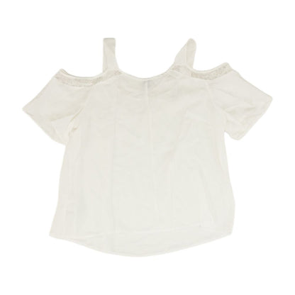 White Solid Short Sleeve Blouse