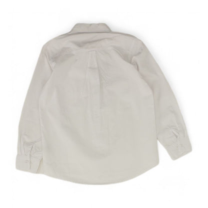 White Solid Long Sleeve Button Down