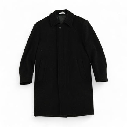 Black Solid Peacoat Coat