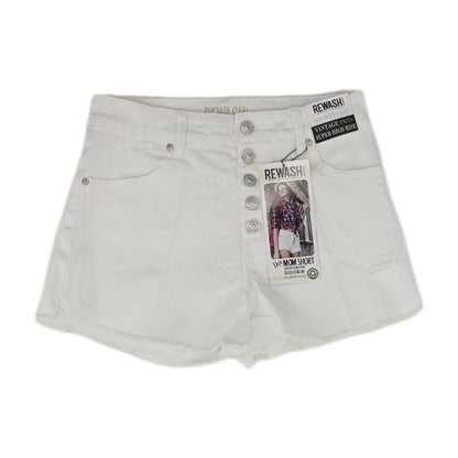 White Solid Denim Shorts