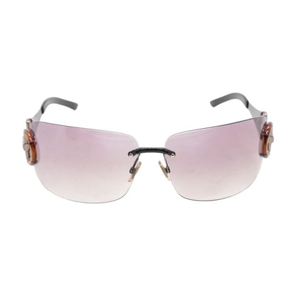 Brown Bamboo Horsebit Shield Sunglasses