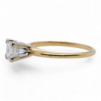 14K Gold Square Cut Diamond Solitaire Engagement Ring