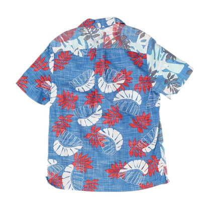 Blue Tropical Short Sleeve Button Down