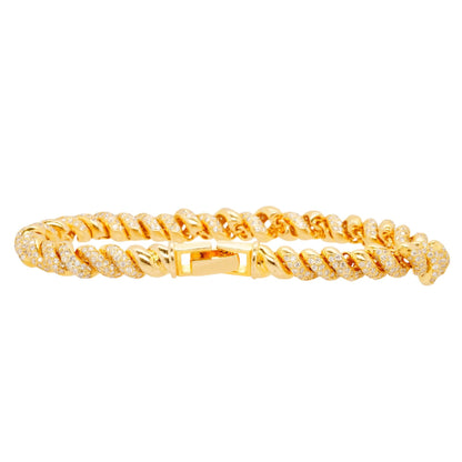 14K Gold Diamond Pave San Marco Link Bracelet