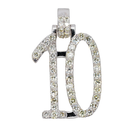 10K White Gold Diamond Number 10 Pendant