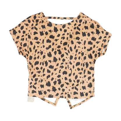 Brown Animal Print Short Sleeve Blouse