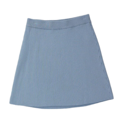 Blue Solid Mini Skirt