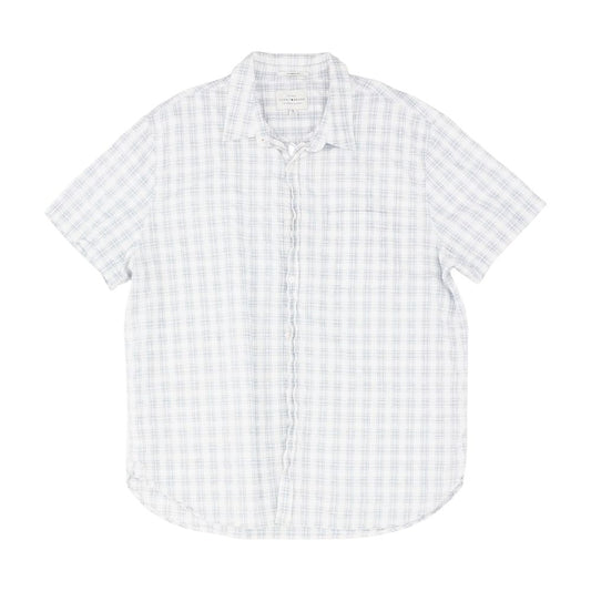 White Plaid Short Sleeve Button Down