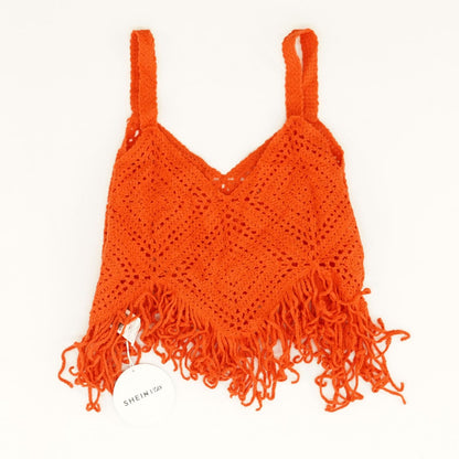 Orange Solid Sleeveless Blouse