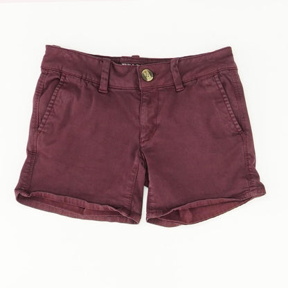 Burgundy Solid Chino Shorts