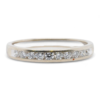 14K White Gold Channel Set Diamond Band