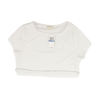 White Solid Cropped T-Shirt