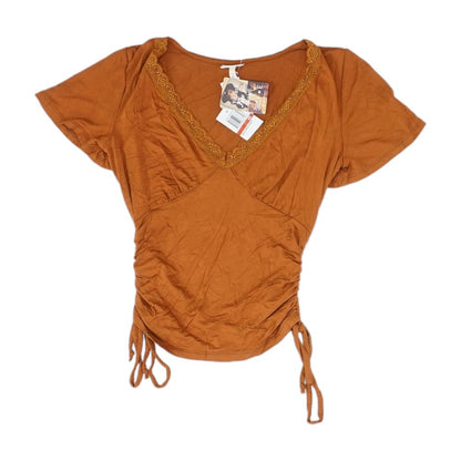 Rust Solid Short Sleeve Blouse