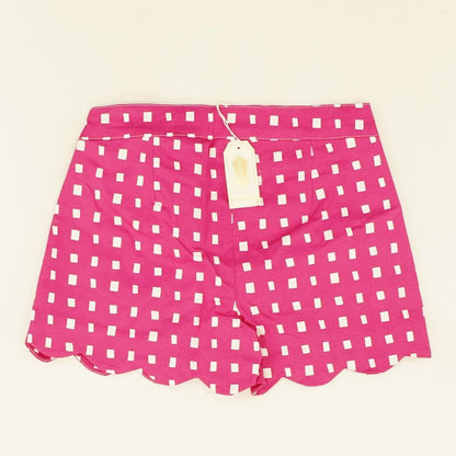 Pink Check Scallop Chino Shorts