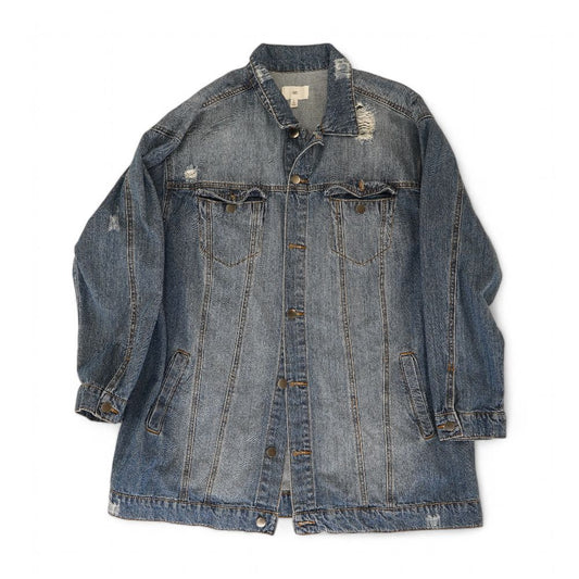 Blue Solid Denim Jacket