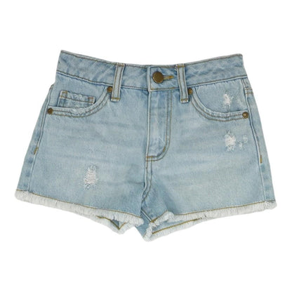 Blue Solid Denim Shorts