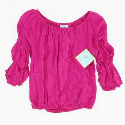 Magenta Solid 3/4 Sleeve Blouse