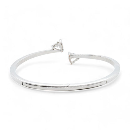 White Rhodium Plated Mesmera Heart Hinged Bangle Bracelet