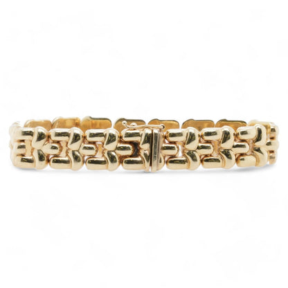 14K Gold Stylized Puff Link Bracelet