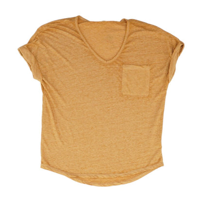 Tan Solid V Neck T-Shirt